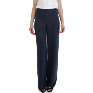 Armani Collezioni Women's Blue Silk Blend Wide Leg Trousers Size 6
